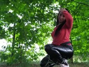 Outdoor fucking and sucking in public park latex slut