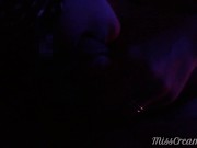 Hot French milf sucks cock and anal sex in night club in front of...