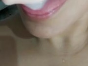 eating and swallow creamy cum