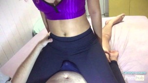 Leggings dry humping ass grinding till he cum through pants