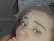 19 year old sucks on pink dildo , super sloppy. 