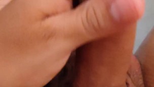 Latin guy stroking & squeezing his cock while in the bathtub POV