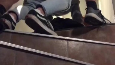 we left the gym so horny that we fucked bareback on the stairs