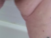 Submissive pisses on owners hand.    16/16