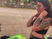 I learn to drive a motorcycle while my teacher controls my lush until I cum 2/16