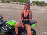 I learn to drive a motorcycle while my teacher controls my lush until I cum 9/16