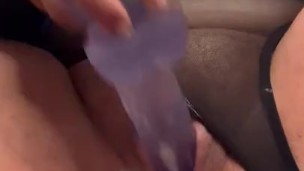 Upclose cumming and squirting dildo play 