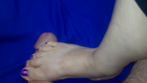 Part 6 of 10 Releasing hubby, cock stomp with purple toes made him cum too soon so I ruined orgasm.