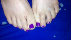 Part 7 of 10, Bbw releasing hubby, cum on my purple toes for the last time before being caged up