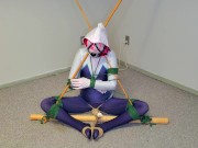 Spider-Gwen's Bondage Escape Practice #2: Triangle Tied while Getting Teased
