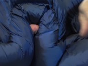 Puffer Jacket Fetish Guy Fucks Huge Shiny Coat. Humping on Bed. 7/16
