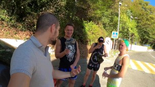 4 guys fuck a slut at a construction site, and then on the beach