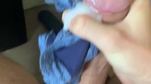 Cum in panties #9 / Every time my gf is over she leaves one of her used panties for me to cum in
