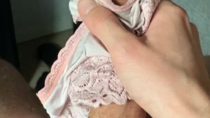 Cum in panties #13 / Every time my gf is over she leaves one of her used panties for me to cum in
