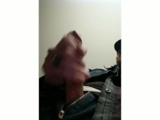 Bearded biker jacks off moans and cums