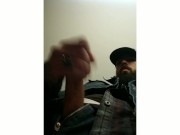 Bearded biker jacks off moans and cums