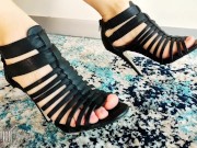 Black sandals and see through lingerie for your pleasure