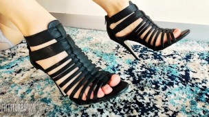 Black sandals and see through lingerie for your pleasure