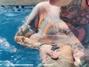 Alternate Couple, gets horny in pool with massive loads on tits 11/16