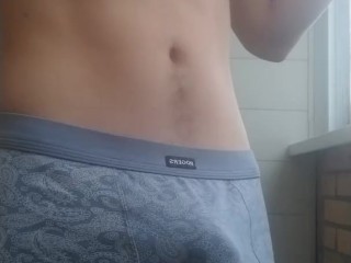 Guy Smokes With A Standing Cock In Panties