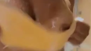 TELE Literaryvixen Steamy Soapy Topless Shower Teaser in Luxury Hotel, Sloppy and Soapy Big Boobs & Ass