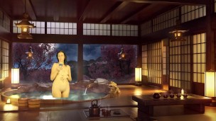 Bathroom Piss. Naked reading. Japanese bath. Julia V Earth.