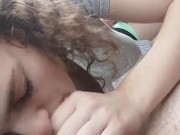 Driveway blowjob, neighbors outside