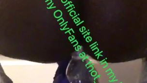 Ebony hot chick drinks PISS + pours piss on ass and twerks