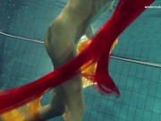 Nastya strips her clothes and shows naked hot body in the pool 11/16