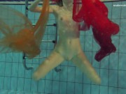 Nastya strips her clothes and shows naked hot body in the pool 12/16