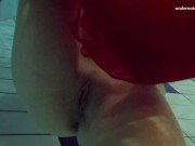 Nastya strips her clothes and shows naked hot body in the pool 14/16