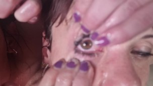 2 eye whores desperately wants their open eyes covered in cum and piss