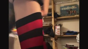 Sky Foxy shows off his tight hole on live stream and fucks it with tail plug
