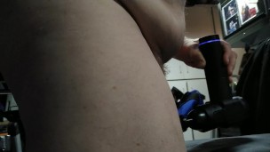 Teasing my cock with electric massager plus anal by machine