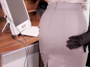 HAWT Secretary in tight pantyhose and panties and GLOVES! What a woman!! 7/16