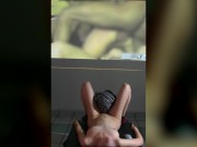 I make him lick my wet pussy while i watch porn - blindfolded - until i cum hard and he keeps lickin 15/16