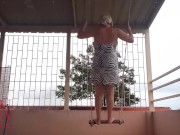Cute housewife has fun without panties on the swing Slut swings and shows her perfect pussy 1 4/16