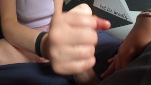 Pov lotion handjob by sexy amateur slow cumshot