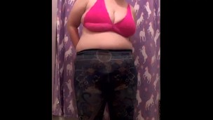 Hidden diaper - spanking, feeling, rustling (bbw, emo, camgirl, diaperlover, blue hair)