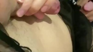 cute cross-dress twink getting obsessed with his body while parents are home 