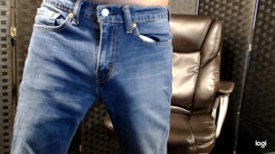 Ball stretching in jeans.
