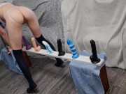 Skinny Babe Riding all Her Dildos from Small to Big till Big Orgasm 10/16