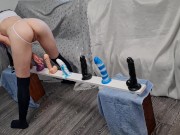 Skinny Babe Riding all Her Dildos from Small to Big till Big Orgasm 7/16