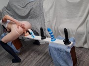 Skinny Babe Riding all Her Dildos from Small to Big till Big Orgasm 9/16