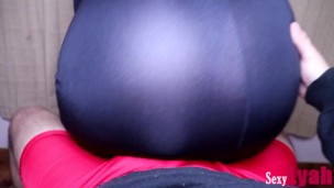 Hot Lap Dance in Sexy Leather Dress and then in Thong Blue Panties