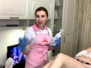 Pretty girl with very sexy legs and a gorgeous ass came for waxing 1/16
