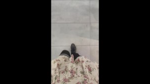 Femboy tries on a dress in fitting room