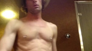 Horny Cowboy Steam Shower Cum