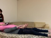 Sofi In Pink Leggings Fullweight Facesitting Ignore Femdom and Makes Her Chair Slave Massage Her Fee 8/16