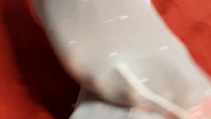 Ebony wearing white Nylons